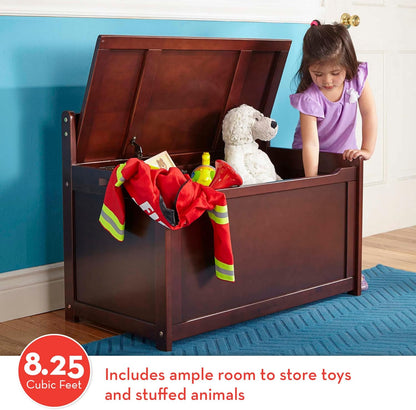Melissa & Doug Wooden Toy Chest, Toy Storage Box with Hinged-Lid, Playroom Furniture for Kids Ages 3+ (Espresso)