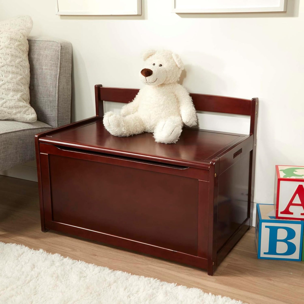 Melissa & Doug Wooden Toy Chest, Toy Storage Box with Hinged-Lid, Playroom Furniture for Kids Ages 3+ (Espresso)