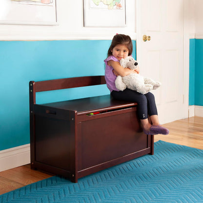 Melissa & Doug Wooden Toy Chest, Toy Storage Box with Hinged-Lid, Playroom Furniture for Kids Ages 3+ (Espresso)