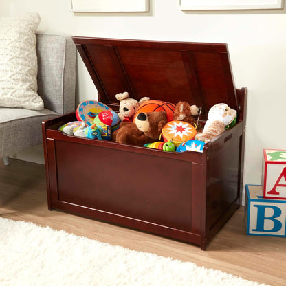 Melissa & Doug Wooden Toy Chest, Toy Storage Box with Hinged-Lid, Playroom Furniture for Kids Ages 3+ (Espresso)
