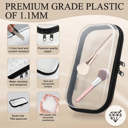 Clear Hard Shell Zipper Case 1.1mm Set S+M+L, Premium Plastic Hardshell Pouches and Storage Boxes for Clothes, Toys, Makeup, Toiletry & Travel, Zip Up Organizer Bags and Packing Cubes.