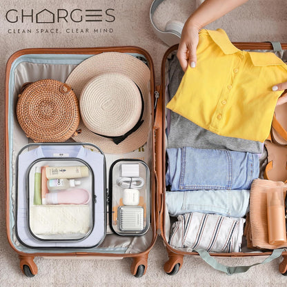 Clear Hard Shell Zipper Case 1.1mm Set S+M+L, Premium Plastic Hardshell Pouches and Storage Boxes for Clothes, Toys, Makeup, Toiletry & Travel, Zip Up Organizer Bags and Packing Cubes.