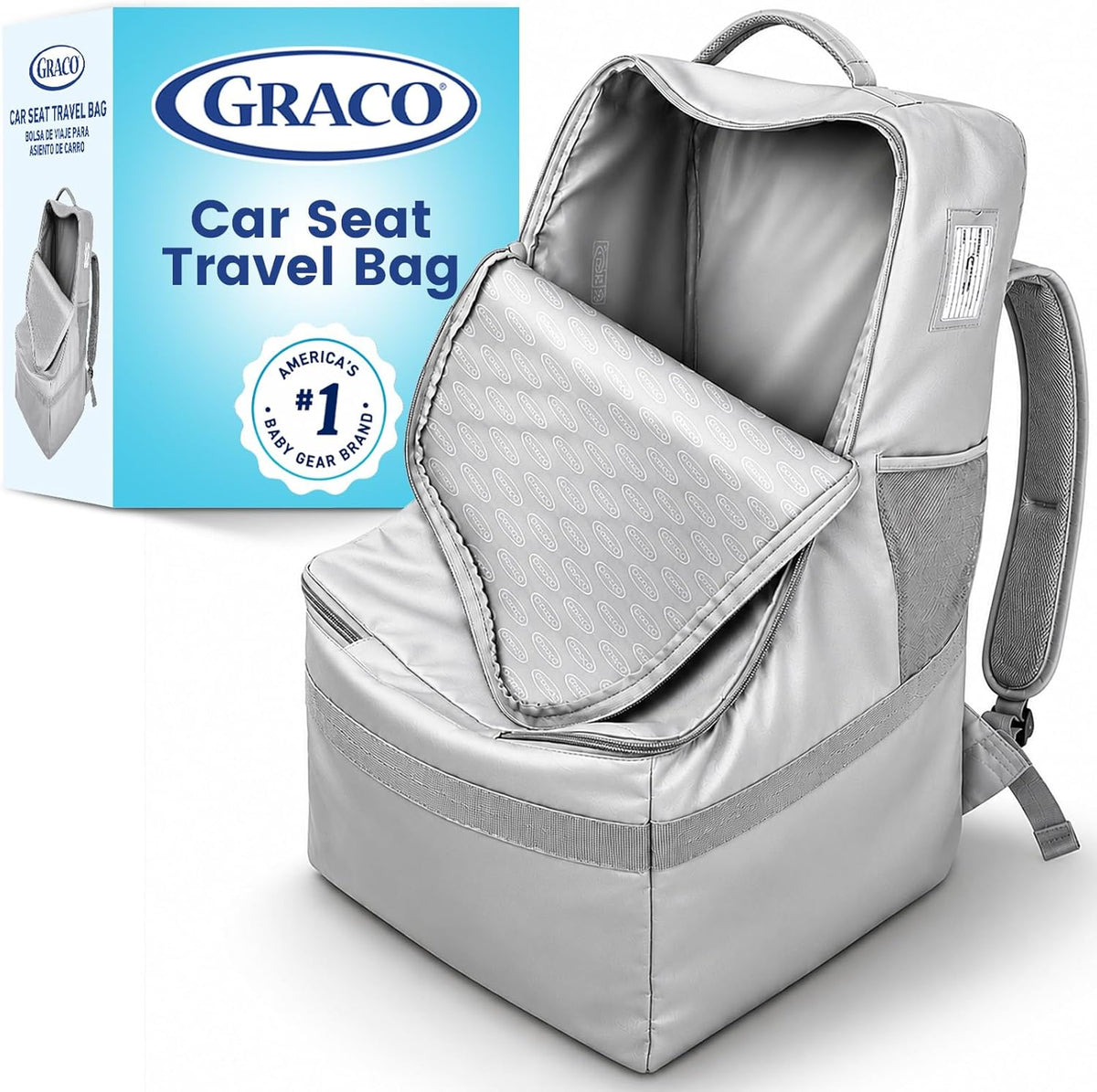 Padded Car Seat Travel Bag & Infant Carrier Backpack, Black