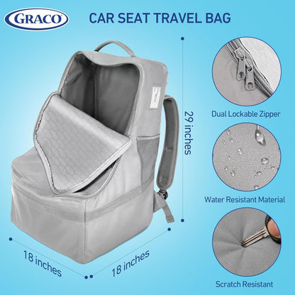 Padded Car Seat Travel Bag & Infant Carrier Backpack, Black