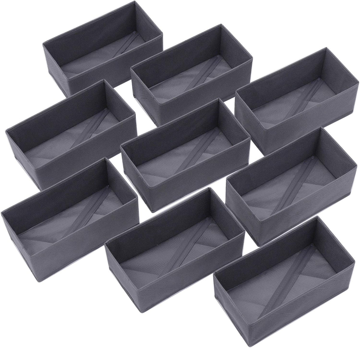 9 Pack Foldable Cloth Storage Box Closet Dresser Drawer Organizer Fabric Baskets Bins Containers Divider for Clothes Underwear Bras Socks Lingerie Clothing, Dark Grey 090