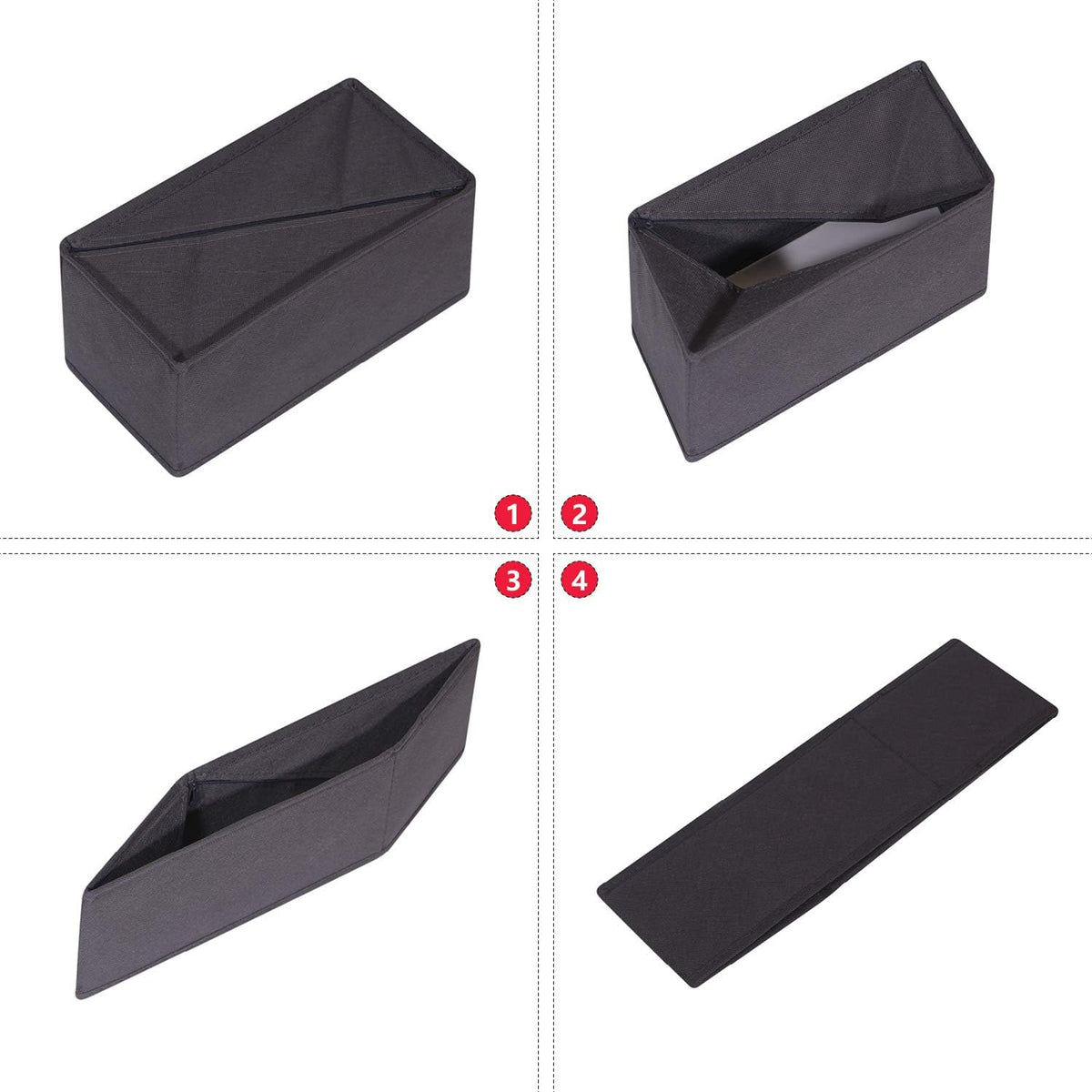 9 Pack Foldable Cloth Storage Box Closet Dresser Drawer Organizer Fabric Baskets Bins Containers Divider for Clothes Underwear Bras Socks Lingerie Clothing, Dark Grey 090