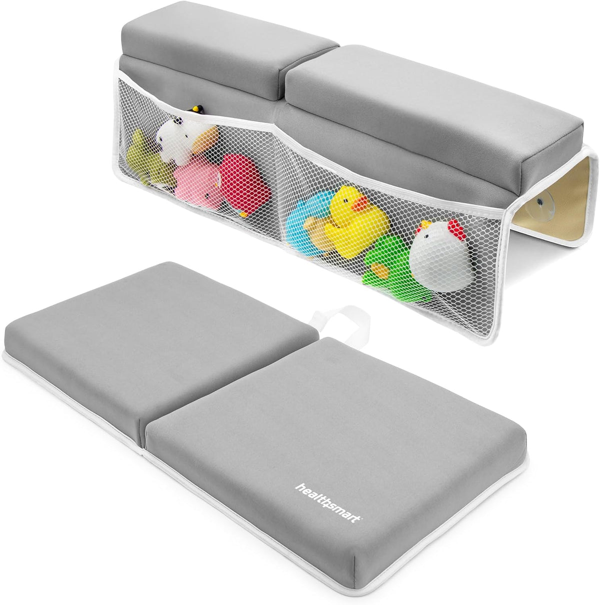 Baby Bath Kneeler and Elbow Rest Pad Set – Ultra-Thick, Non-Slip, Water-Resistant & Machine-Washable with Toy Organizer Pockets for Moms & Baby Registry