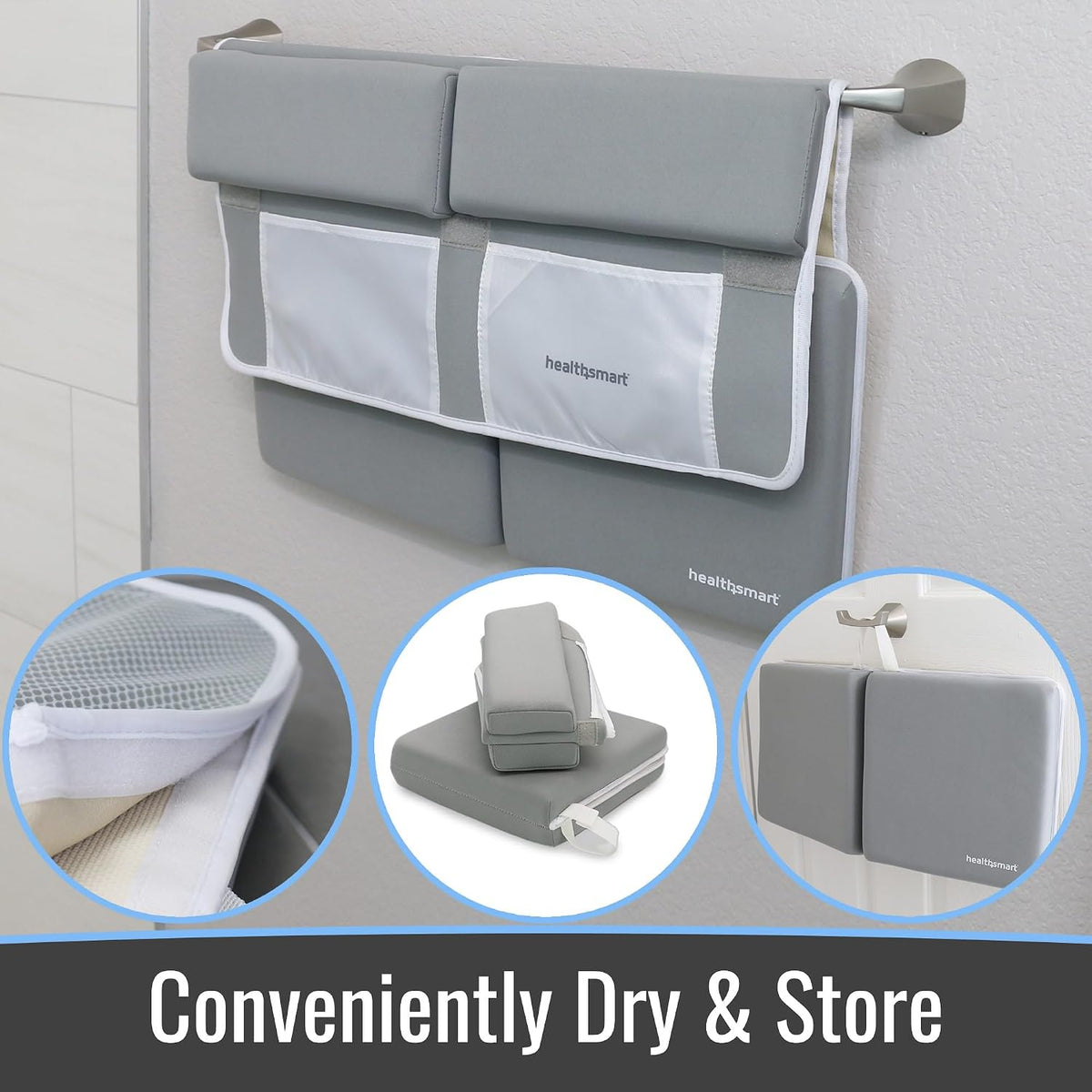 Baby Bath Kneeler and Elbow Rest Pad Set – Ultra-Thick, Non-Slip, Water-Resistant & Machine-Washable with Toy Organizer Pockets for Moms & Baby Registry