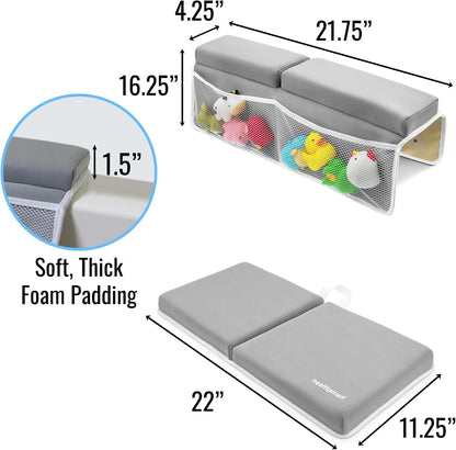 Baby Bath Kneeler and Elbow Rest Pad Set – Ultra-Thick, Non-Slip, Water-Resistant & Machine-Washable with Toy Organizer Pockets for Moms & Baby Registry