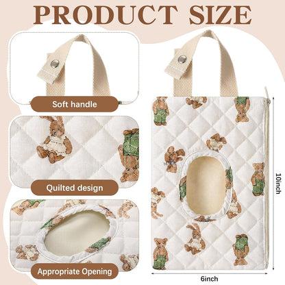 2 Pcs Bear Quilted Diaper and Wipes Pouch