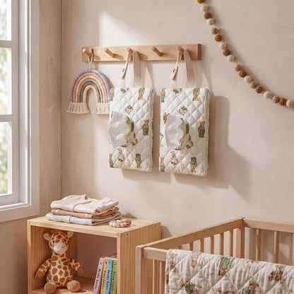 2 Pcs Bear Quilted Diaper and Wipes Pouch
