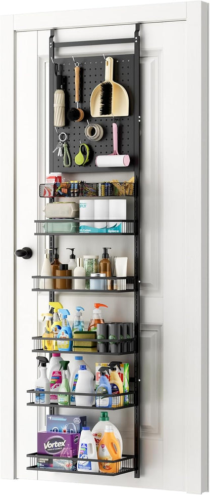 Over The Door Organizer with 2 PegBoards and 6 Adjustable Baskets