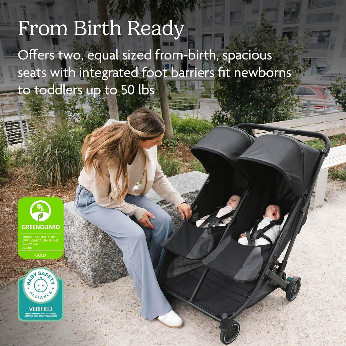 Minu Duo Side-by-Side Double Stroller - Light & Compact - James