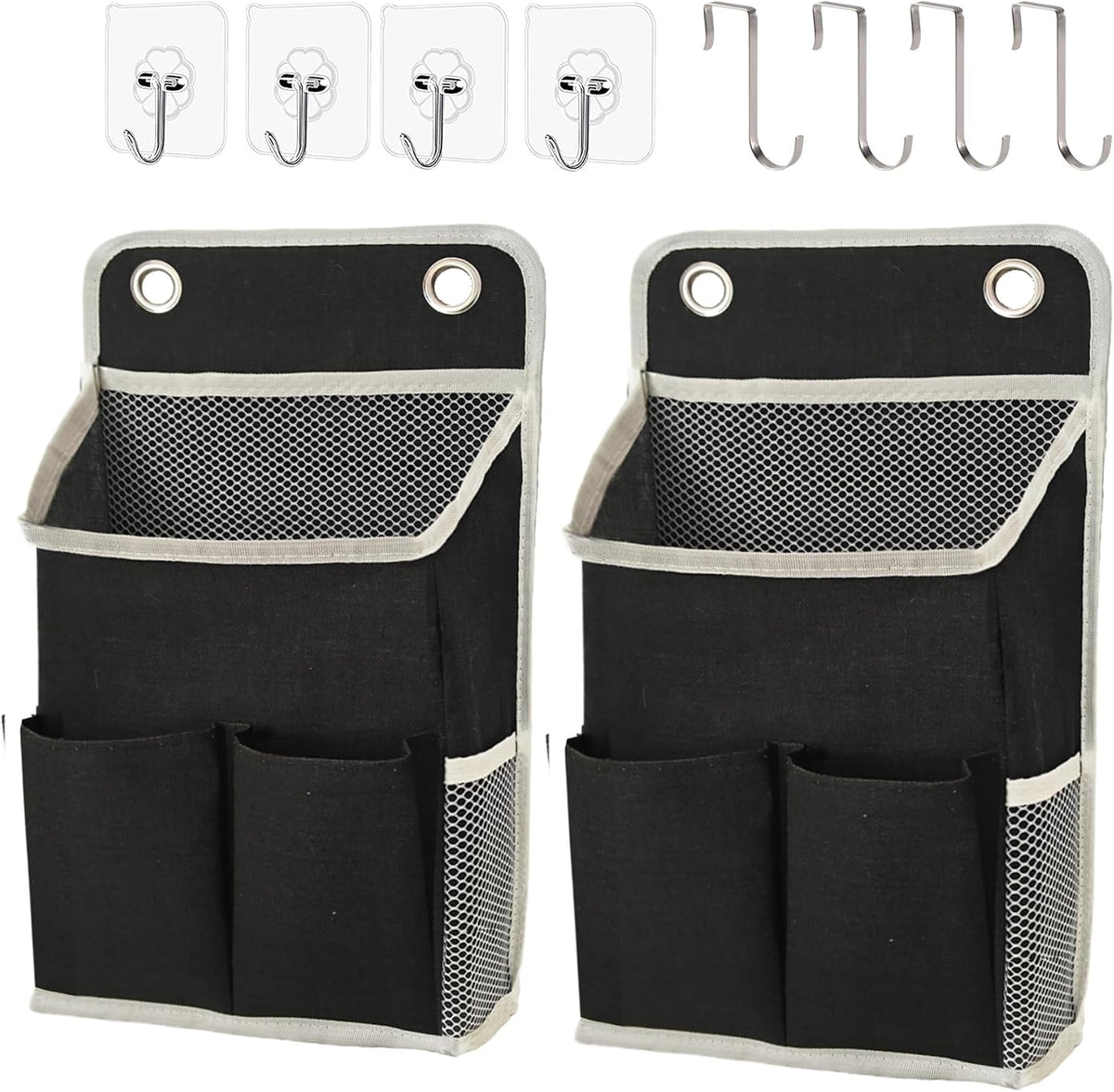 Hanging Basket for Organizing, Wall Organizer with Pockets and Over The Door Organizer，Can for Home, Closet, Office and Camper (2 White)