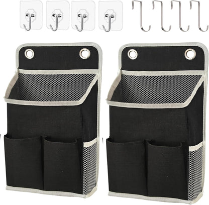 Hanging Basket for Organizing, Wall Organizer with Pockets and Over The Door Organizer，Can for Home, Closet, Office and Camper (2 White)