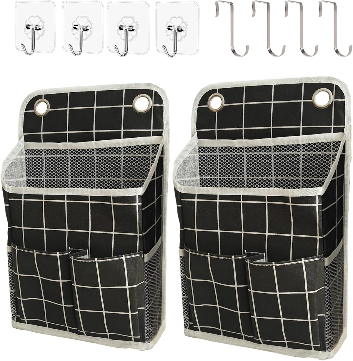 Hanging Basket for Organizing, Wall Organizer with Pockets and Over The Door Organizer，Can for Home, Closet, Office and Camper (2 White)