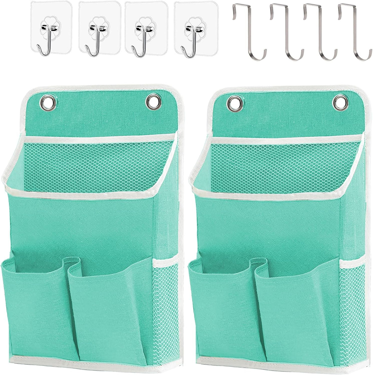 Hanging Basket for Organizing, Wall Organizer with Pockets and Over The Door Organizer，Can for Home, Closet, Office and Camper (2 White)