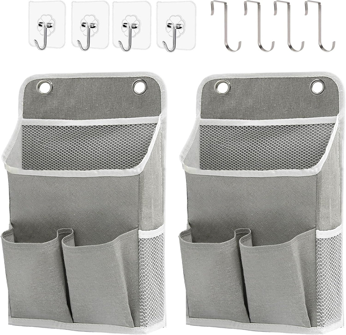 Hanging Basket for Organizing, Wall Organizer with Pockets and Over The Door Organizer，Can for Home, Closet, Office and Camper (2 White)