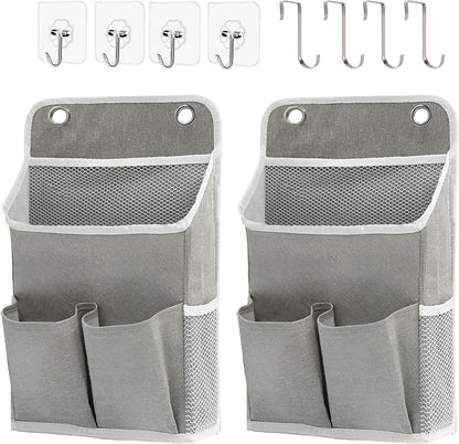 Hanging Basket for Organizing, Wall Organizer with Pockets and Over The Door Organizer，Can for Home, Closet, Office and Camper (2 White)