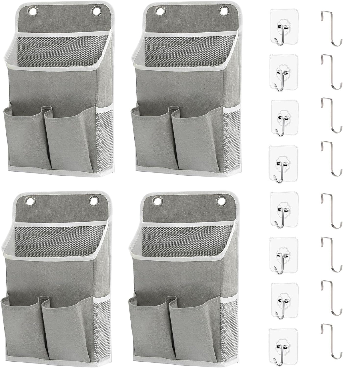 Hanging Basket for Organizing, Wall Organizer with Pockets and Over The Door Organizer，Can for Home, Closet, Office and Camper (2 White)