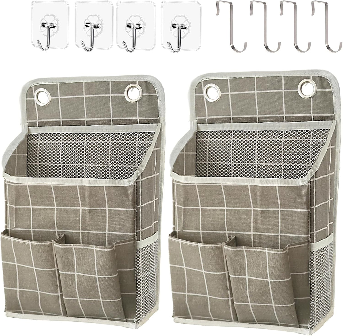 Hanging Basket for Organizing, Wall Organizer with Pockets and Over The Door Organizer，Can for Home, Closet, Office and Camper (2 White)