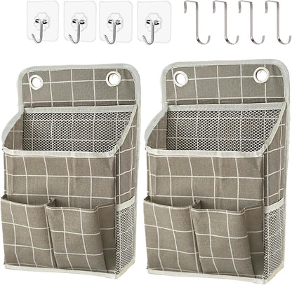 Hanging Basket for Organizing, Wall Organizer with Pockets and Over The Door Organizer，Can for Home, Closet, Office and Camper (2 White)