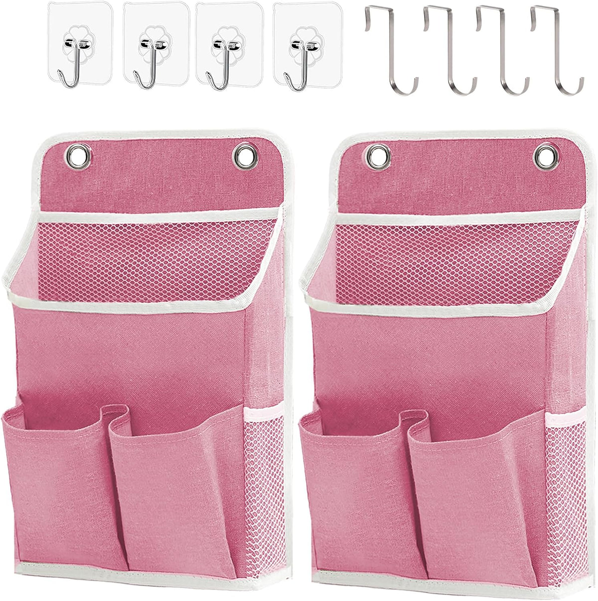 Hanging Basket for Organizing, Wall Organizer with Pockets and Over The Door Organizer，Can for Home, Closet, Office and Camper (2 White)