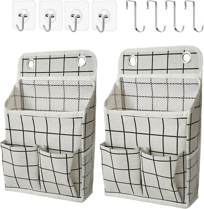 Hanging Basket for Organizing, Wall Organizer with Pockets and Over The Door Organizer，Can for Home, Closet, Office and Camper (2 White)