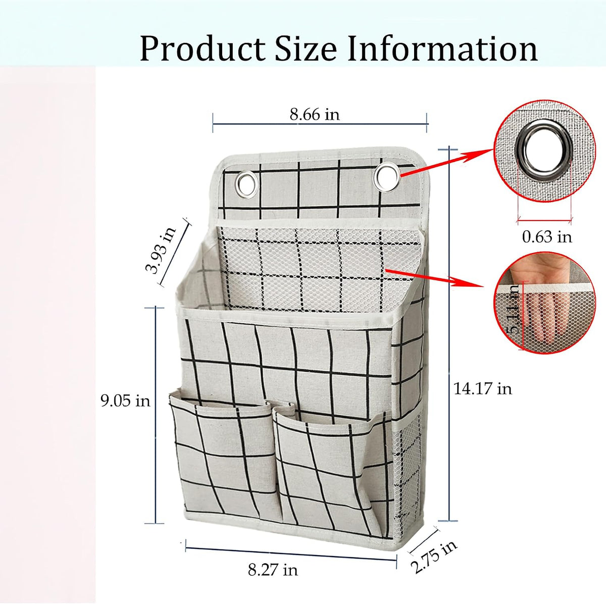 Hanging Basket for Organizing, Wall Organizer with Pockets and Over The Door Organizer，Can for Home, Closet, Office and Camper (2 White)