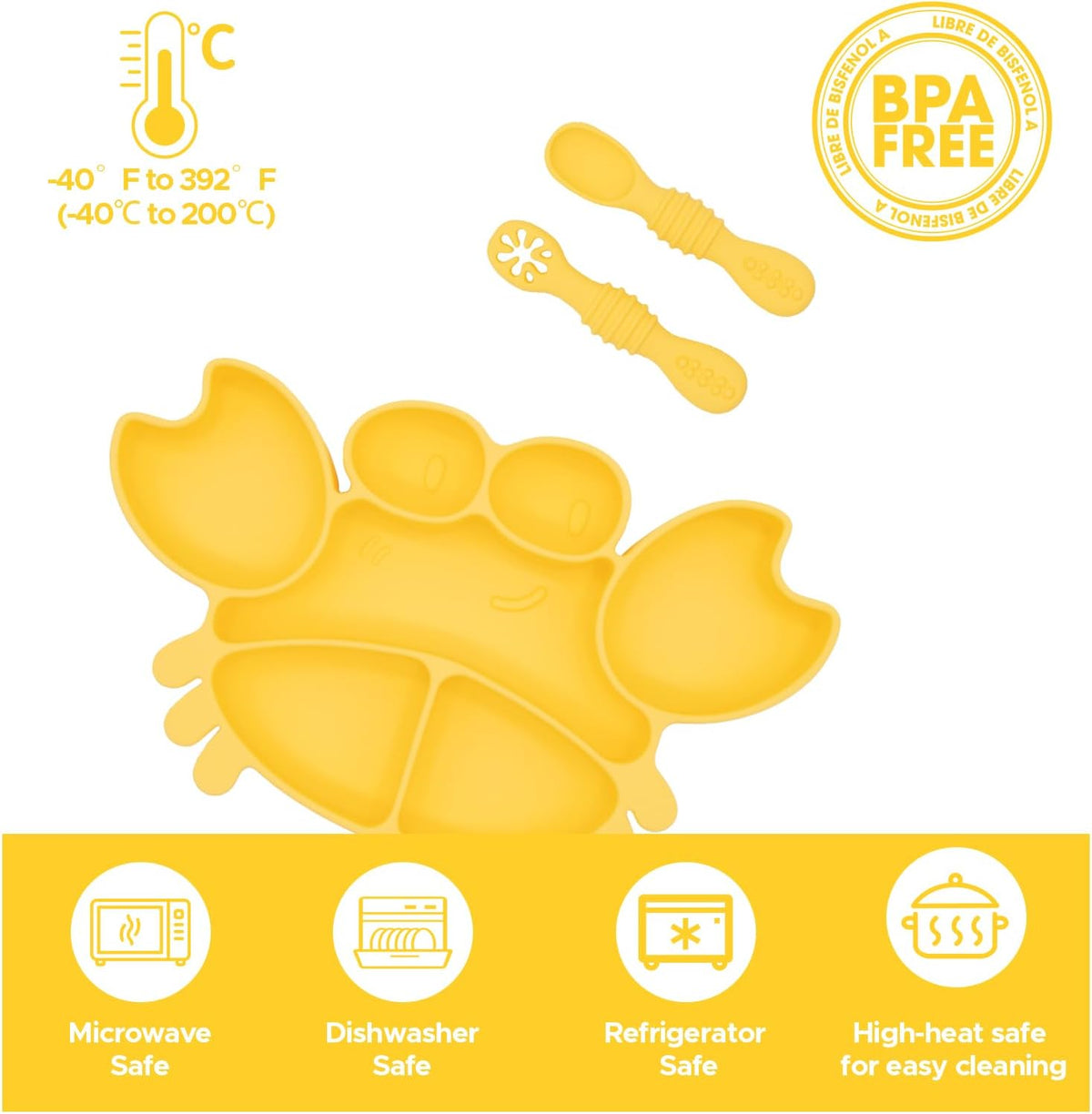 Silicone Feeding Set (3 PCs) Cove & Coast Series, Baby Plate with Suction Cup, Training Spoon and Fork, BLW Utensils for Toddler Kid, BPA-Free, Microwave/Dishwasher Safe - Pink Sea Star