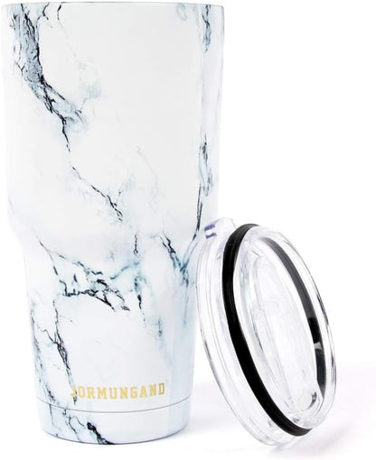 40 oz Tumbler with Handle and Straw, Vacuum Insulated Stainless Steel Cup & Water Bottle, Leakproof Lid, BPA-Free, Cup Holder Friendly for Travel, Keeps Drinks Hot & Cold White