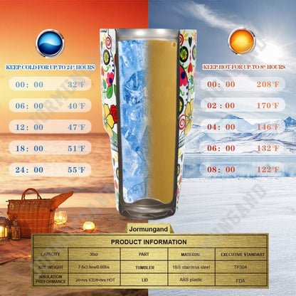 40 oz Tumbler with Handle and Straw, Vacuum Insulated Stainless Steel Cup & Water Bottle, Leakproof Lid, BPA-Free, Cup Holder Friendly for Travel, Keeps Drinks Hot & Cold White