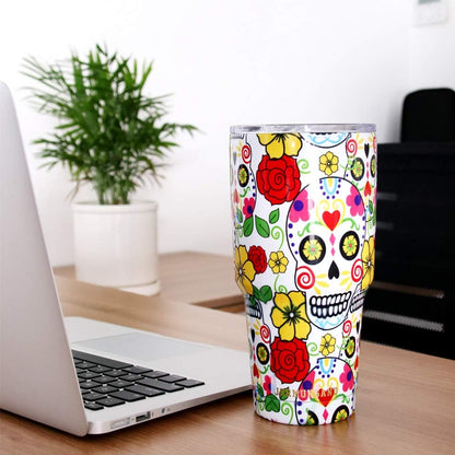 40 oz Tumbler with Handle and Straw, Vacuum Insulated Stainless Steel Cup & Water Bottle, Leakproof Lid, BPA-Free, Cup Holder Friendly for Travel, Keeps Drinks Hot & Cold White