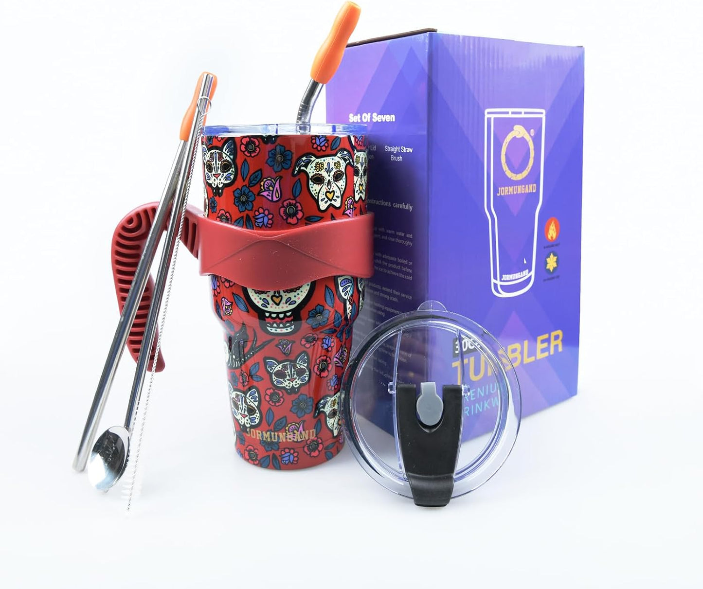40 oz Tumbler with Handle and Straw, Vacuum Insulated Stainless Steel Cup & Water Bottle, Leakproof Lid, BPA-Free, Cup Holder Friendly for Travel, Keeps Drinks Hot & Cold White