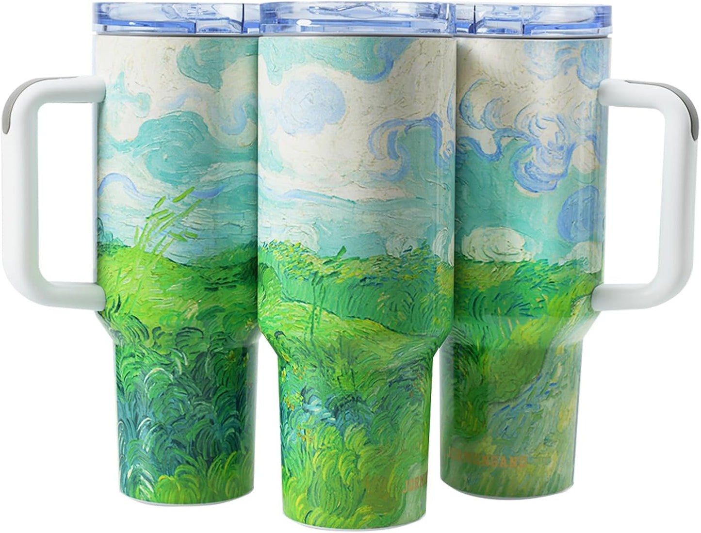 40 oz Tumbler with Handle and Straw, Vacuum Insulated Stainless Steel Cup & Water Bottle, Leakproof Lid, BPA-Free, Cup Holder Friendly for Travel, Keeps Drinks Hot & Cold White