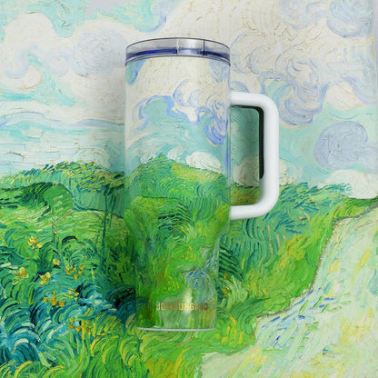 40 oz Tumbler with Handle and Straw, Vacuum Insulated Stainless Steel Cup & Water Bottle, Leakproof Lid, BPA-Free, Cup Holder Friendly for Travel, Keeps Drinks Hot & Cold White