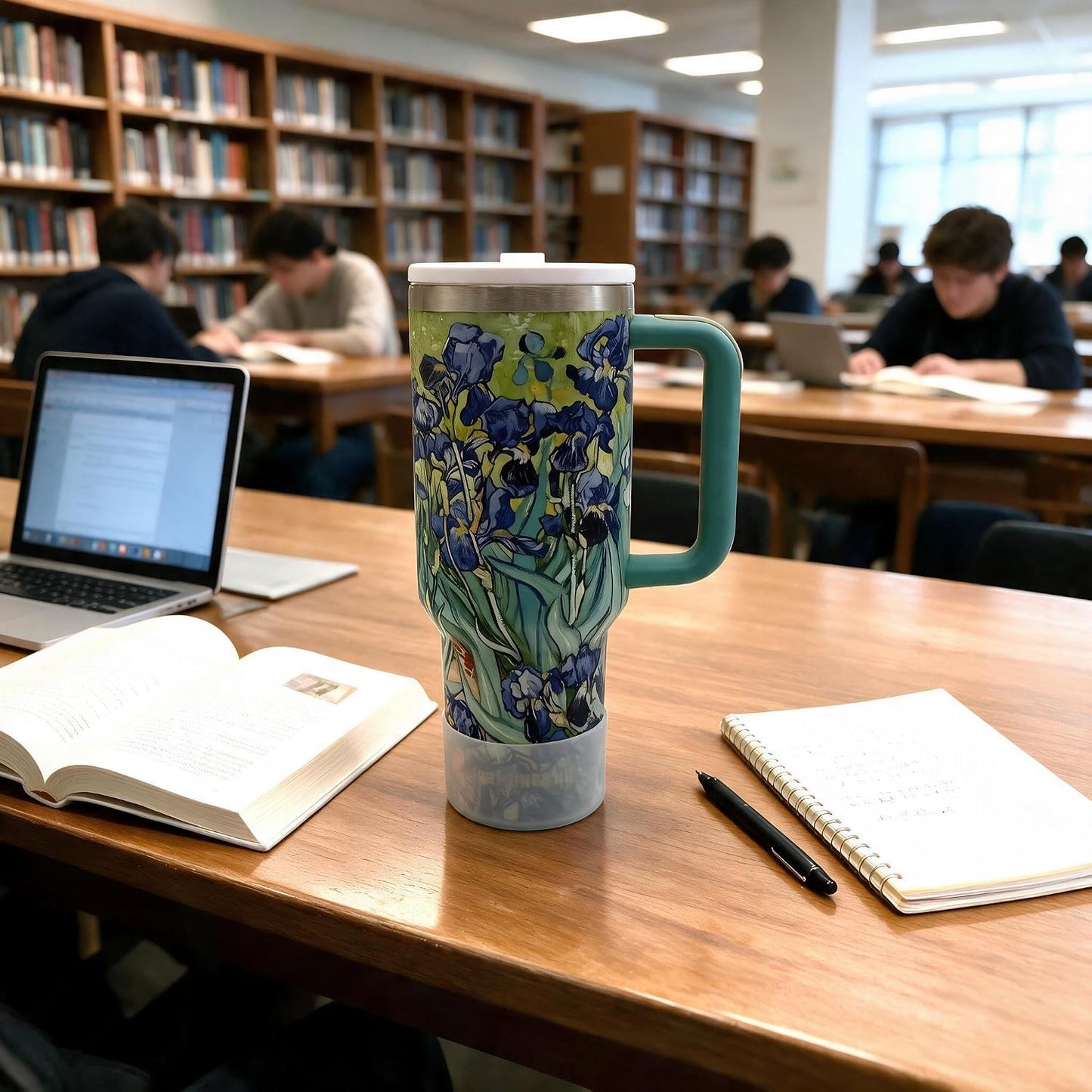 40 oz Tumbler with Handle and Straw, Vacuum Insulated Stainless Steel Cup & Water Bottle, Leakproof Lid, BPA-Free, Cup Holder Friendly for Travel, Keeps Drinks Hot & Cold White