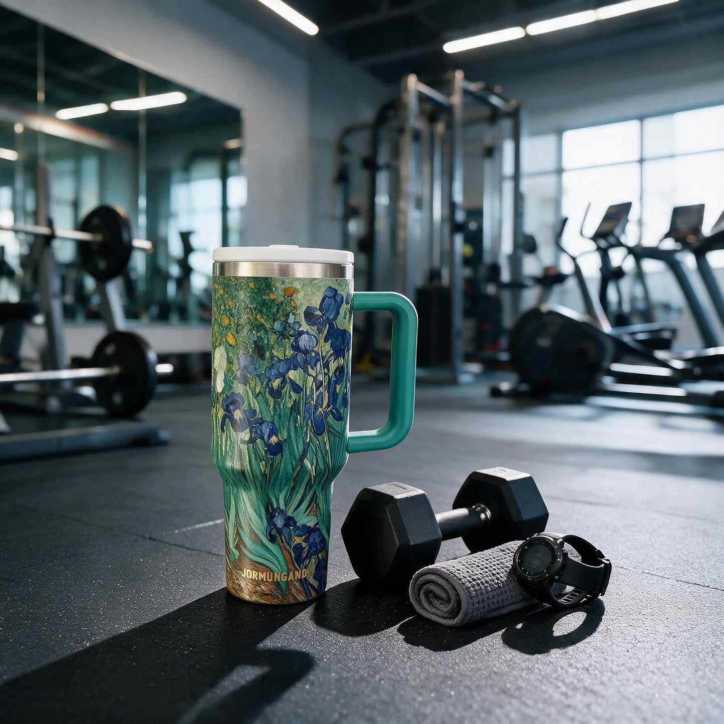 40 oz Tumbler with Handle and Straw, Vacuum Insulated Stainless Steel Cup & Water Bottle, Leakproof Lid, BPA-Free, Cup Holder Friendly for Travel, Keeps Drinks Hot & Cold White
