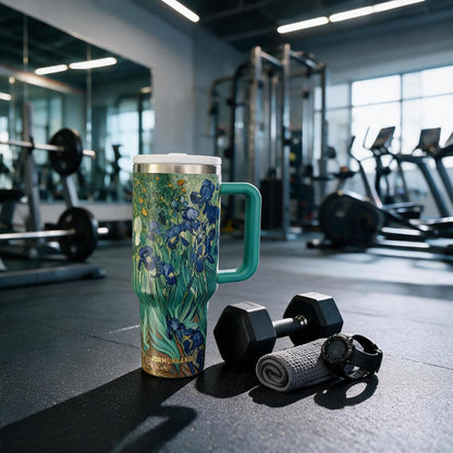 40 oz Tumbler with Handle and Straw, Vacuum Insulated Stainless Steel Cup & Water Bottle, Leakproof Lid, BPA-Free, Cup Holder Friendly for Travel, Keeps Drinks Hot & Cold White