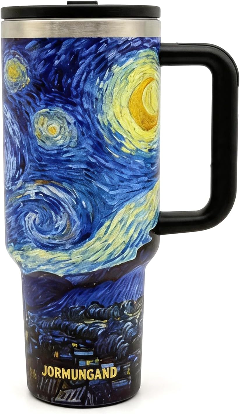 40 oz Tumbler with Handle and Straw, Vacuum Insulated Stainless Steel Cup & Water Bottle, Leakproof Lid, BPA-Free, Cup Holder Friendly for Travel, Keeps Drinks Hot & Cold White