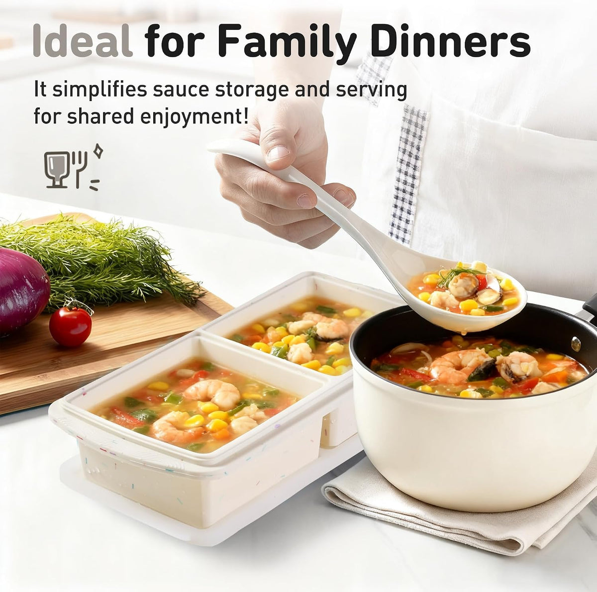 Silicone Freezer Tray With Lid Soup Freezer Container Molds with Steel Reinforced Rim Ice Cube Freezer Molds for Soup, Sauce, Leftovers, Homemade Meal Prep Containers Portion Control Food Storage