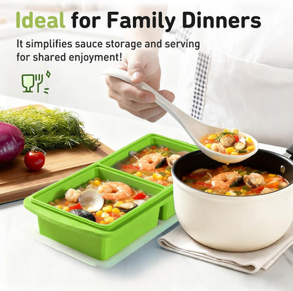 Silicone Freezer Tray With Lid Soup Freezer Container Molds with Steel Reinforced Rim Ice Cube Freezer Molds for Soup, Sauce, Leftovers, Homemade Meal Prep Containers Portion Control Food Storage