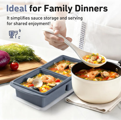 Silicone Freezer Tray With Lid Soup Freezer Container Molds with Steel Reinforced Rim Ice Cube Freezer Molds for Soup, Sauce, Leftovers, Homemade Meal Prep Containers Portion Control Food Storage
