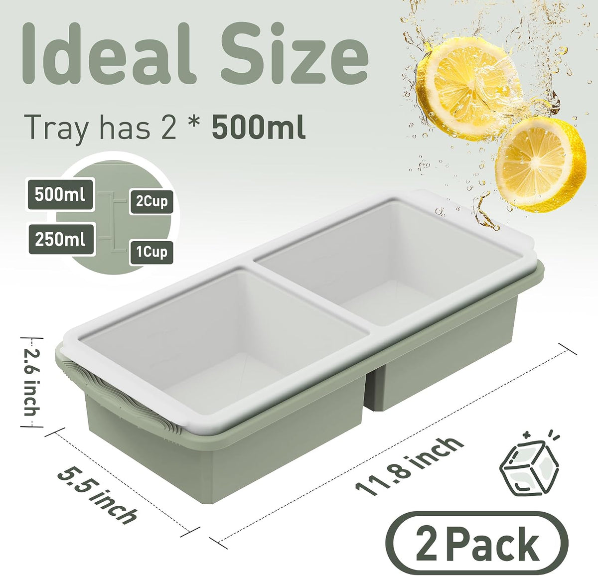Silicone Freezer Tray With Lid Soup Freezer Container Molds with Steel Reinforced Rim Ice Cube Freezer Molds for Soup, Sauce, Leftovers, Homemade Meal Prep Containers Portion Control Food Storage
