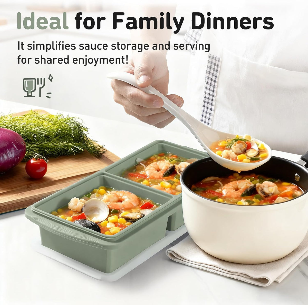 Silicone Freezer Tray With Lid Soup Freezer Container Molds with Steel Reinforced Rim Ice Cube Freezer Molds for Soup, Sauce, Leftovers, Homemade Meal Prep Containers Portion Control Food Storage