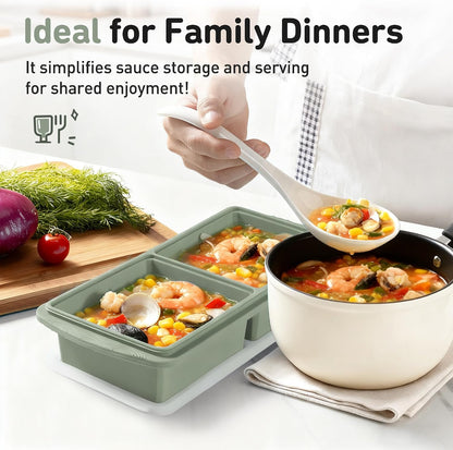 Silicone Freezer Tray With Lid Soup Freezer Container Molds with Steel Reinforced Rim Ice Cube Freezer Molds for Soup, Sauce, Leftovers, Homemade Meal Prep Containers Portion Control Food Storage