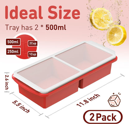 Silicone Freezer Tray With Lid Soup Freezer Container Molds with Steel Reinforced Rim Ice Cube Freezer Molds for Soup, Sauce, Leftovers, Homemade Meal Prep Containers Portion Control Food Storage