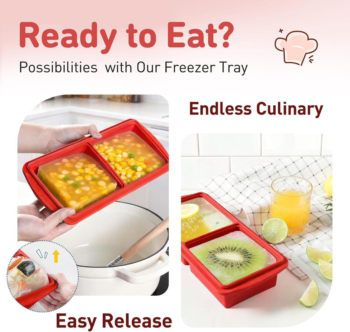 Silicone Freezer Tray With Lid Soup Freezer Container Molds with Steel Reinforced Rim Ice Cube Freezer Molds for Soup, Sauce, Leftovers, Homemade Meal Prep Containers Portion Control Food Storage