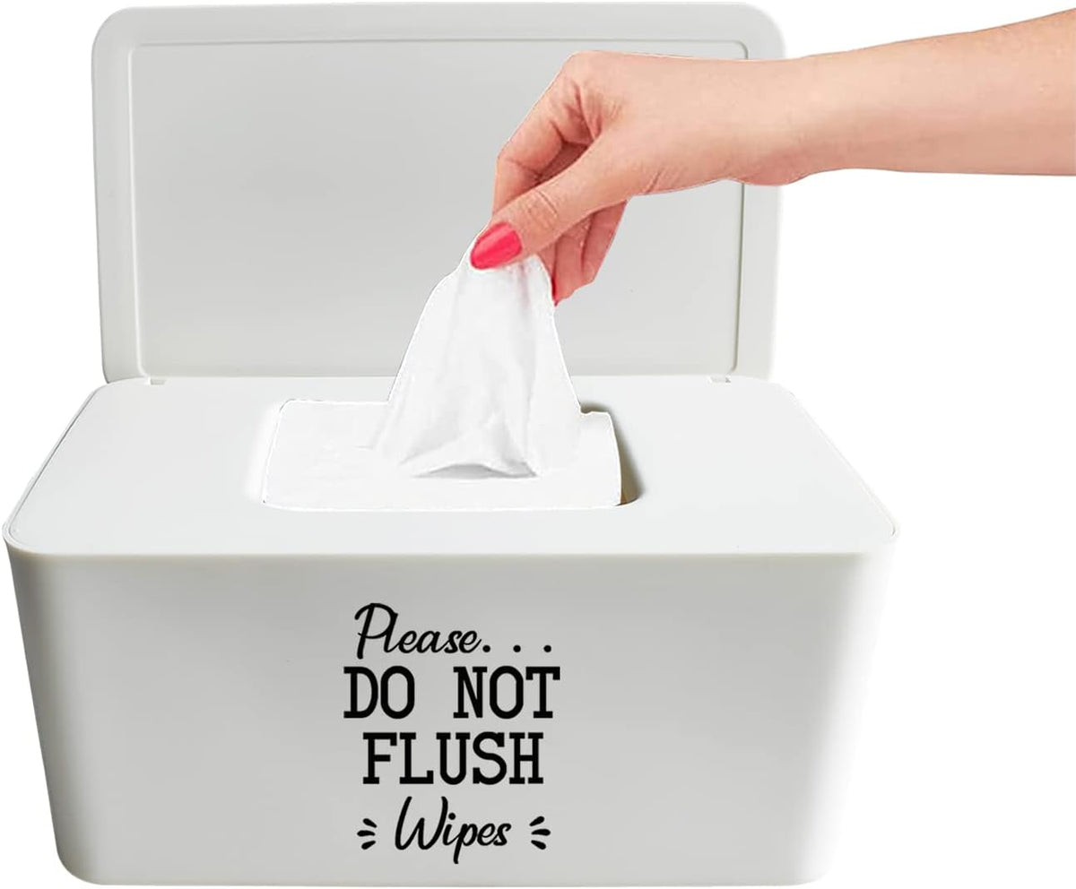 Please DO NOT Flush Wipes Container Holder,8.2"L x 4.9"W x 3.9"H