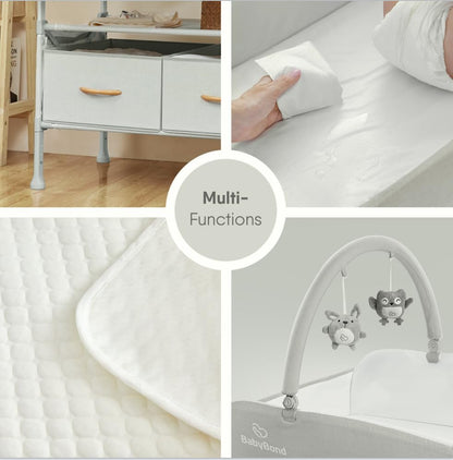 Portable Baby Changing Table with 2 Storage Baskets (Beige)